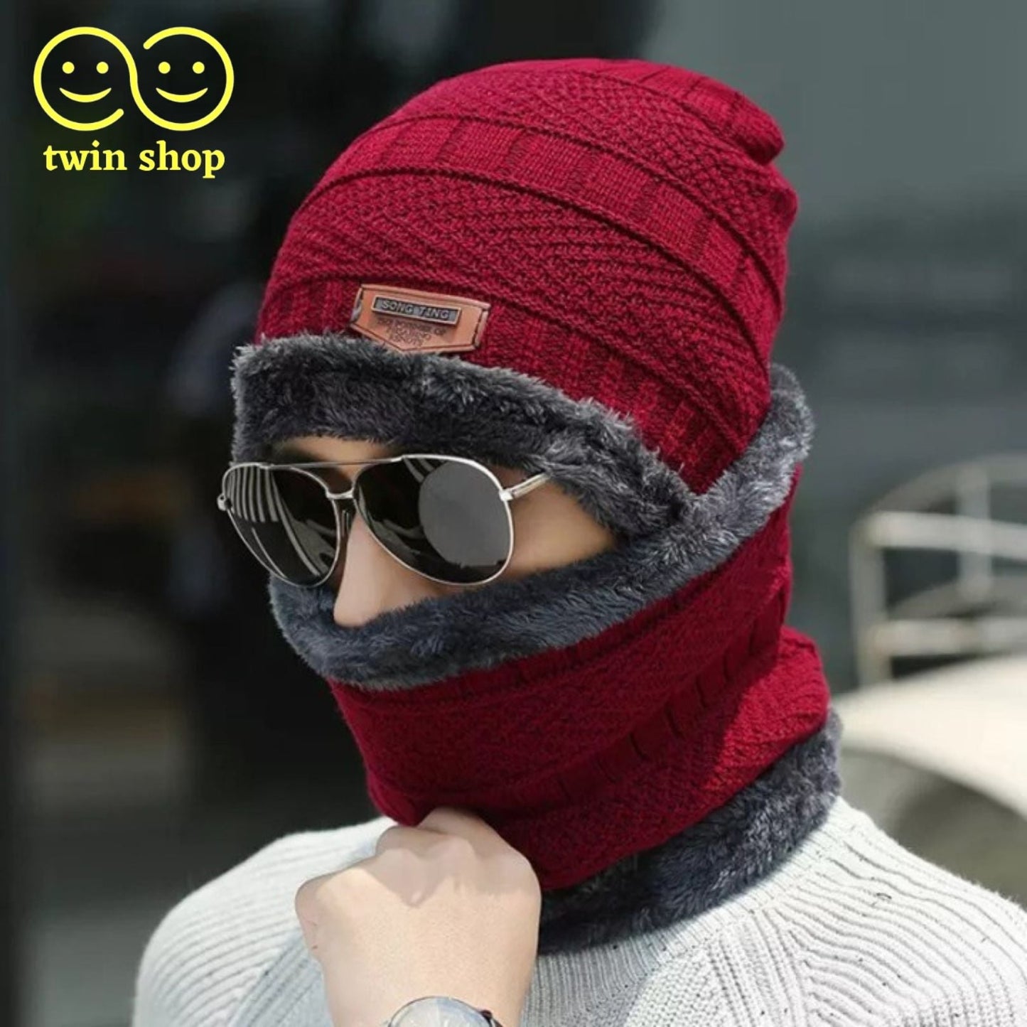 Twin Shop Beanie cap-Wool cap with neck warmer for men women| Winter cap for Unisex