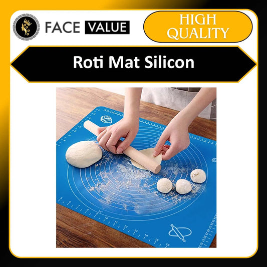 Face Value Roti mat Non-Stick Silicon Reusable Pastry Fondant Dough Roti Chapati Rolling Baking Sheet Mat with Measurements - Multi colour