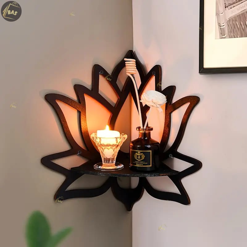 Lotus Shaped Wall Shelf, Modern Wall Mounted Shelf, Wooden Shelf,