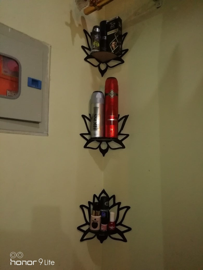 Lotus Shaped Wall Shelf, Modern Wall Mounted Shelf, Wooden Shelf,