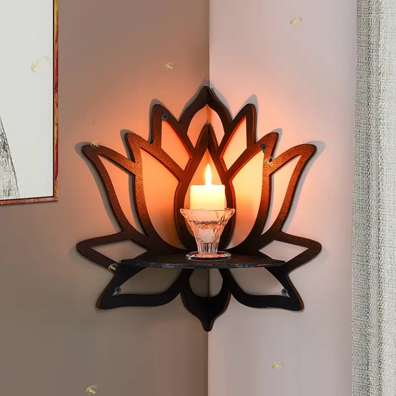 Lotus Shaped Wall Shelf, Modern Wall Mounted Shelf, Wooden Shelf,