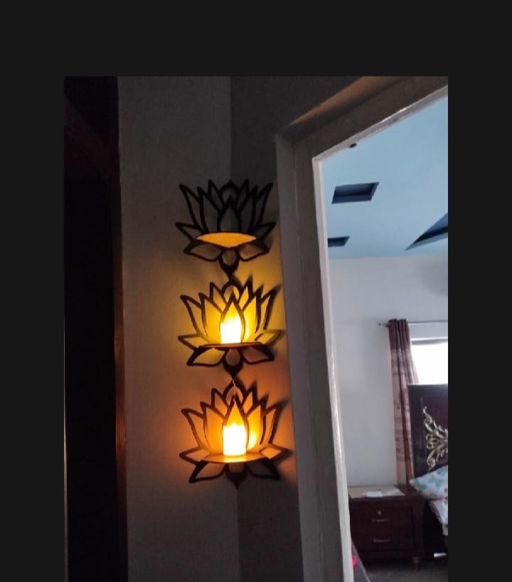 Lotus Shaped Wall Shelf, Modern Wall Mounted Shelf, Wooden Shelf,