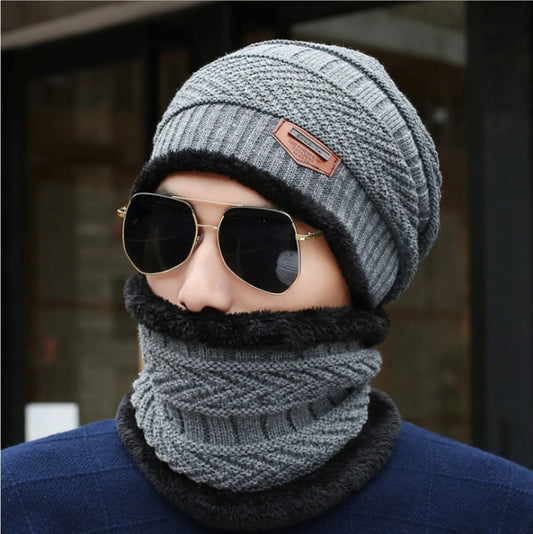 Unisex Winter Wool Beanie with Neck Warmer Set - Warm, Stylish, Soft for Men and Women