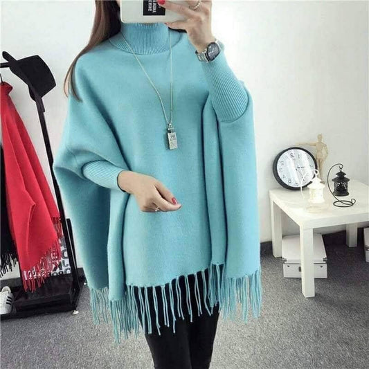 Winter Fleece Poncho for Girls and Women - Cotton, High-Neck