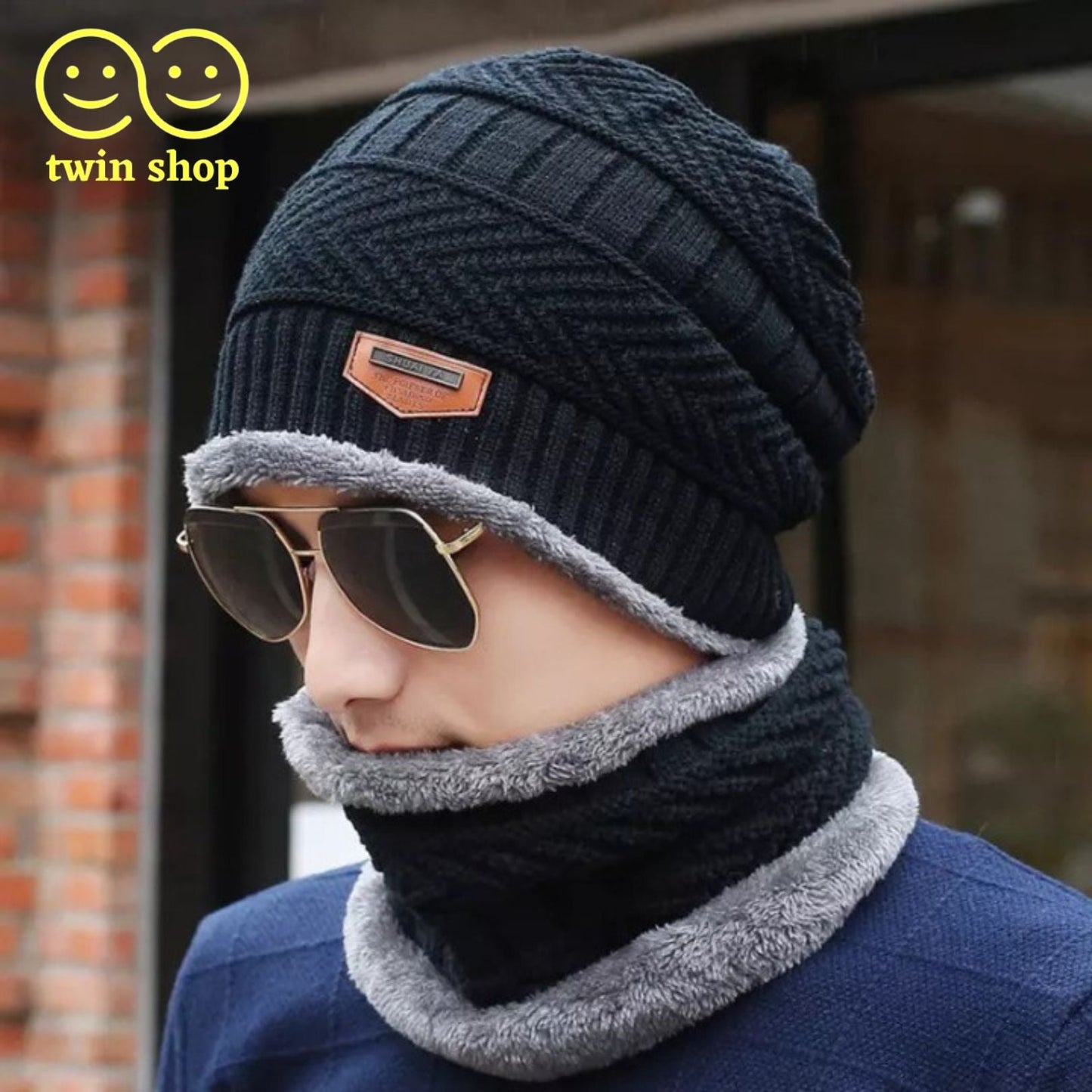 Twin Shop Beanie cap-Wool cap with neck warmer for men women| Winter cap for Unisex