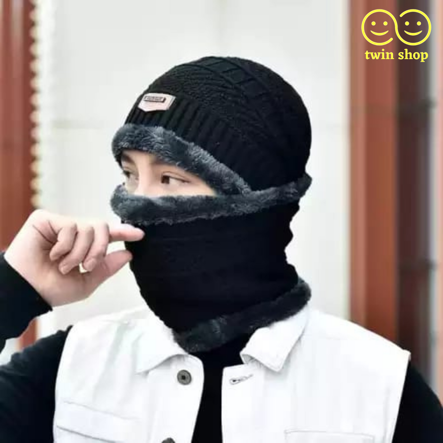 Twin Shop Beanie cap-Wool cap with neck warmer for men women| Winter cap for Unisex