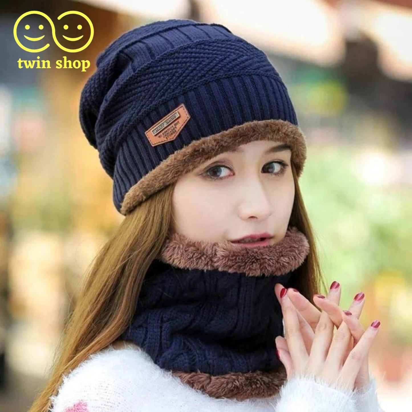 Twin Shop Beanie cap-Wool cap with neck warmer for men women| Winter cap for Unisex