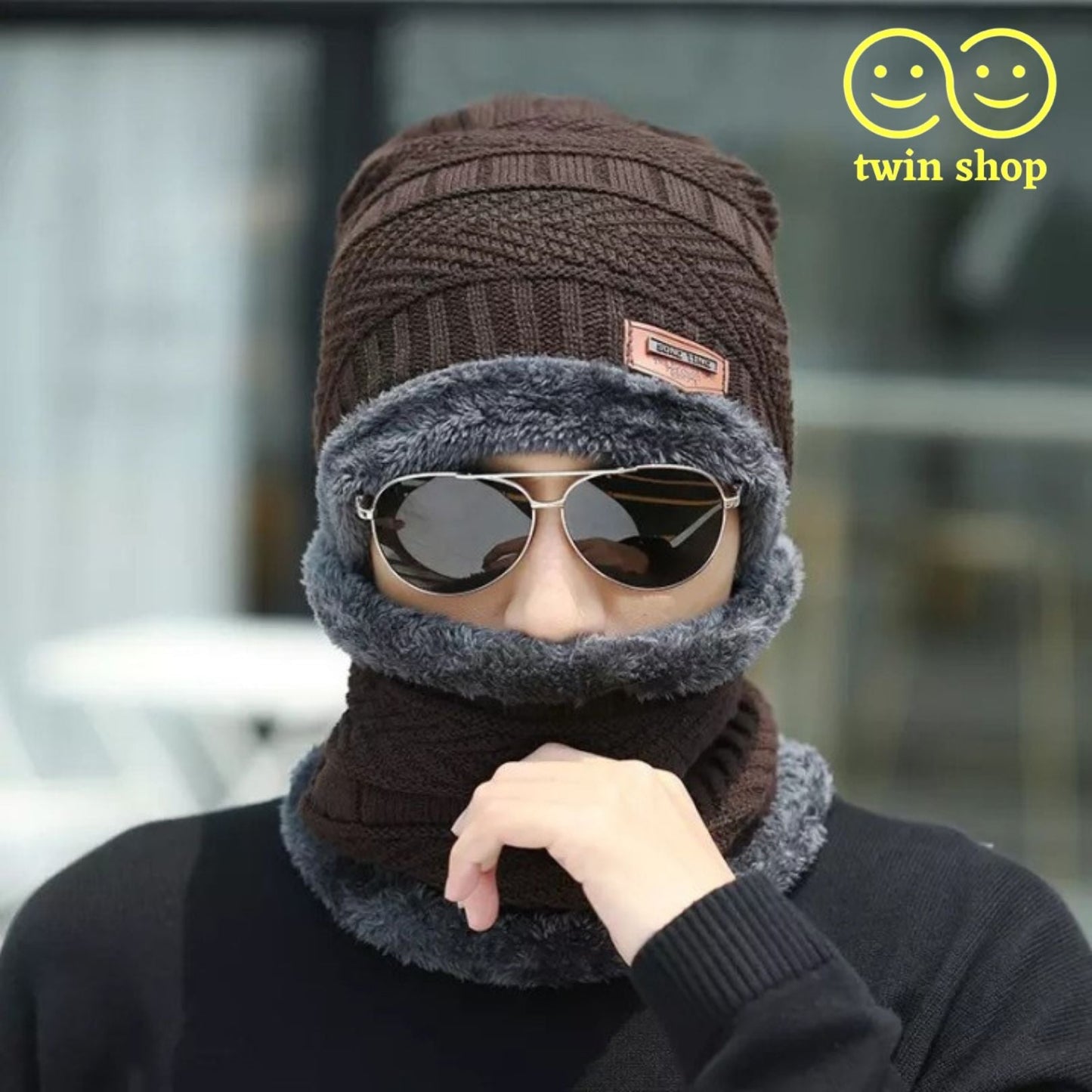 Twin Shop Beanie cap-Wool cap with neck warmer for men women| Winter cap for Unisex