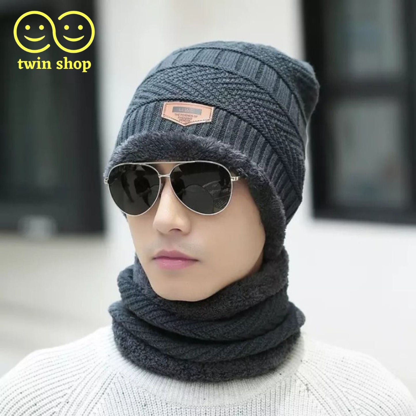 Twin Shop Beanie cap-Wool cap with neck warmer for men women| Winter cap for Unisex