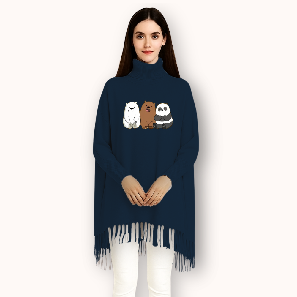 FashionPoint-Butterfly Heart Printed Winter Collection Girls Fleece Shoal Poncho For Girls & Women