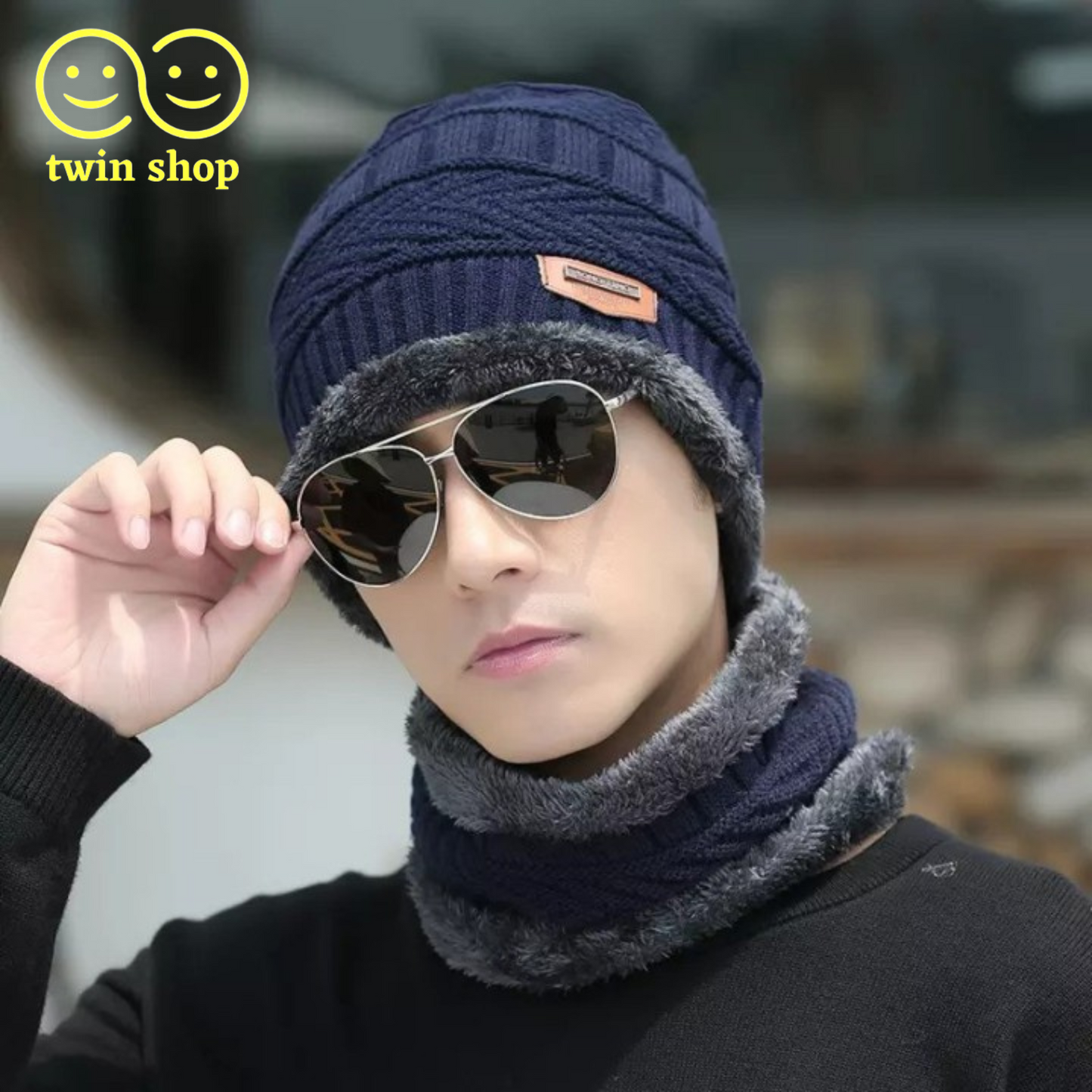 Twin Shop Beanie cap-Wool cap with neck warmer for men women| Winter cap for Unisex