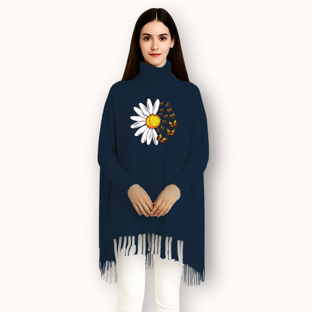 FashionPoint-Butterfly Heart Printed Winter Collection Girls Fleece Shoal Poncho For Girls & Women