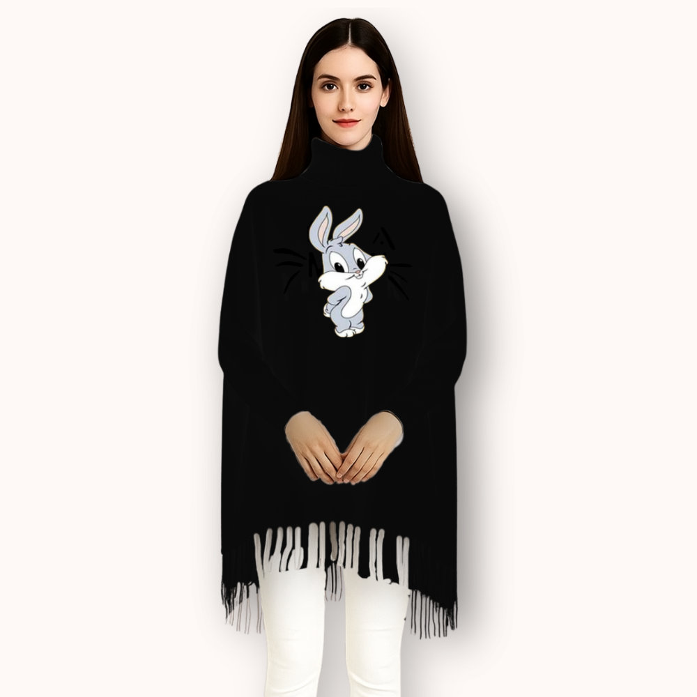 FashionPoint-Butterfly Heart Printed Winter Collection Girls Fleece Shoal Poncho For Girls & Women
