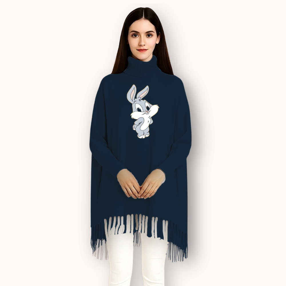 FashionPoint-Butterfly Heart Printed Winter Collection Girls Fleece Shoal Poncho For Girls & Women