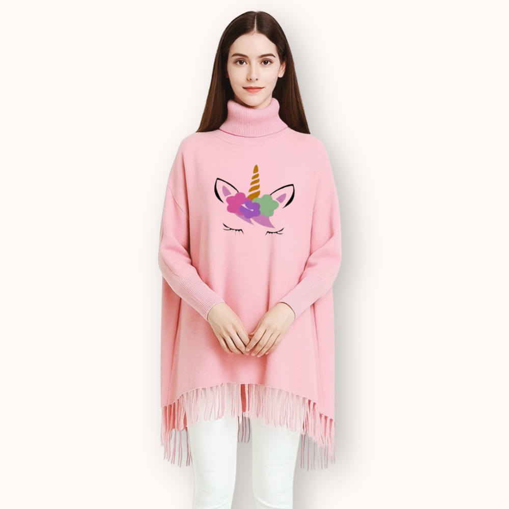 FashionPoint-Butterfly Heart Printed Winter Collection Girls Fleece Shoal Poncho For Girls & Women