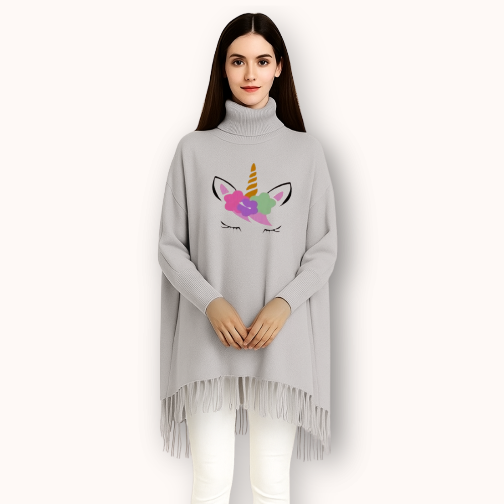 FashionPoint-Butterfly Heart Printed Winter Collection Girls Fleece Shoal Poncho For Girls & Women