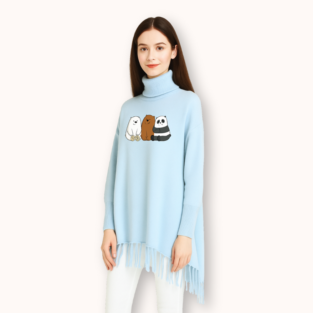 FashionPoint-Butterfly Heart Printed Winter Collection Girls Fleece Shoal Poncho For Girls & Women